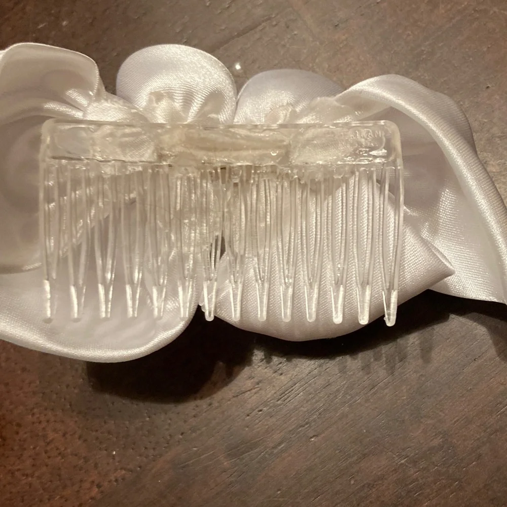White Satin Pearl Floral Hair Clip for Women